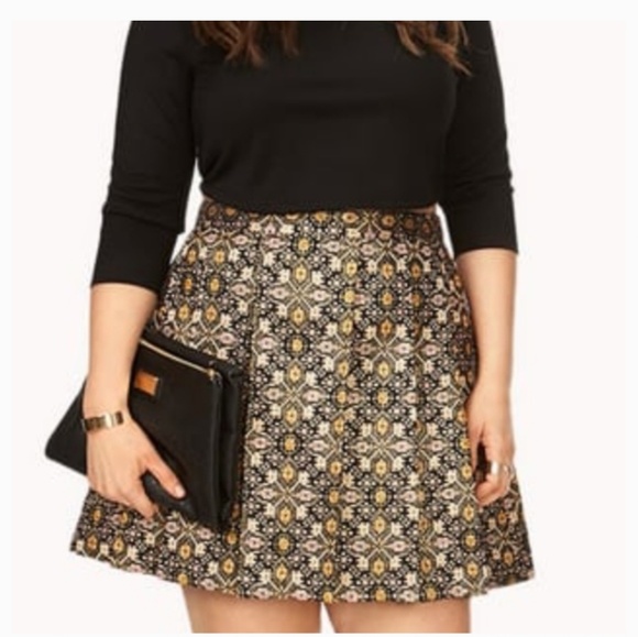 Forever 21 Dresses & Skirts - Forever 21 Plus 16 Skater Brocade Pleat Skirt Nwts